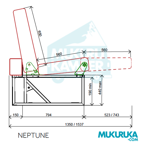 Neptune asiento cama 2 plazas 112cm