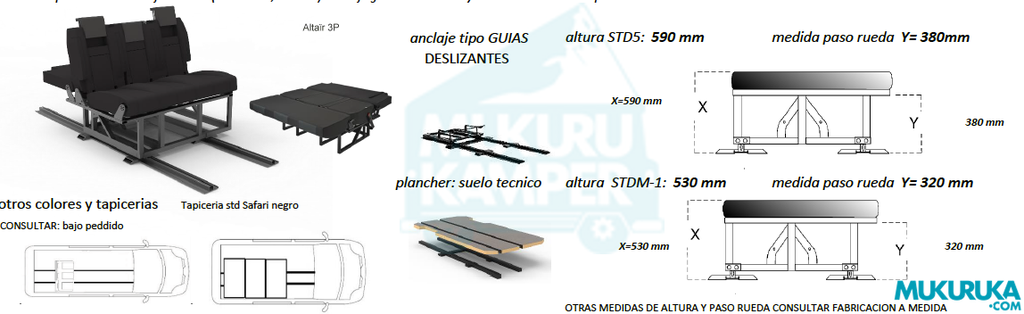 Asiento cama Altair 2 plazas 112cm